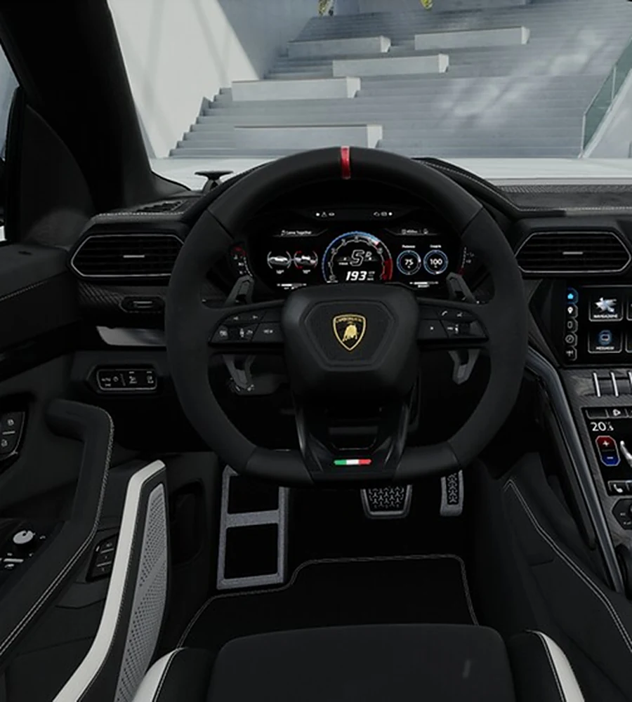 Volante en Alcantara con marcador rojo